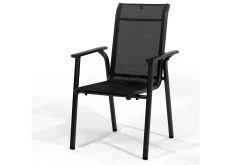 Online BasicPlus Pro Stapelsessel 6er-Set, anthrazit, Aluminium Textilene, 70 x 65 x 99 cm, stapelbar Aluminium-Gartenmöbel|Gartenstühle & Gartensessel