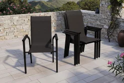 Best BasicPlus Pro Stapelsessel 4er-Set, anthrazit, Aluminium Textilene, 70 x 65 x 99 cm, stapelbar Gartenstühle & Gartensessel