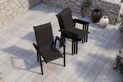 Best BasicPlus Pro Stapelsessel 4er-Set, anthrazit, Aluminium Textilene, 70 x 65 x 99 cm, stapelbar Gartenstühle & Gartensessel