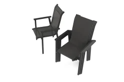 Best BasicPlus Pro Stapelsessel 4er-Set, anthrazit, Aluminium Textilene, 70 x 65 x 99 cm, stapelbar Gartenstühle & Gartensessel