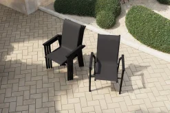 Best BasicPlus Pro Stapelsessel 4er-Set, anthrazit, Aluminium Textilene, 70 x 65 x 99 cm, stapelbar Gartenstühle & Gartensessel