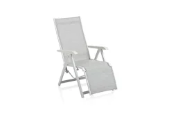 Best BASIC PLUS Relaxsessel,weiß matt/hellgrau, Alu/Outdoorgewebe, klappbar, rostfreies Material, 0301216-5200 Aluminium-Gartenmöbel