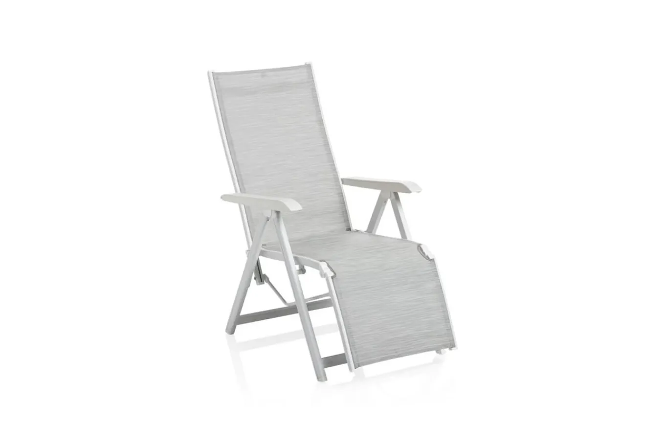 Best BASIC PLUS Relaxsessel,weiß matt/hellgrau, Alu/Outdoorgewebe, klappbar, rostfreies Material, 0301216-5200 Aluminium-Gartenmöbel