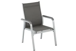 Online BasicPlus Stapelsessel, 6er-Set, Alu/Textilene, silber/anthrazit, 0301205-0000 Aluminium-Gartenmöbel|Gartenstühle & Gartensessel