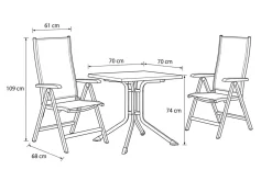 Online Boulevard/BasicPlus Balkon-Set, weiß/hellgrau, Aluminium/KETTALUX, Tisch 70 x 70 cm, 2 Klappstühle, ergonomisch Balkonmöbel-Set|Aluminium-Gartenmöbel