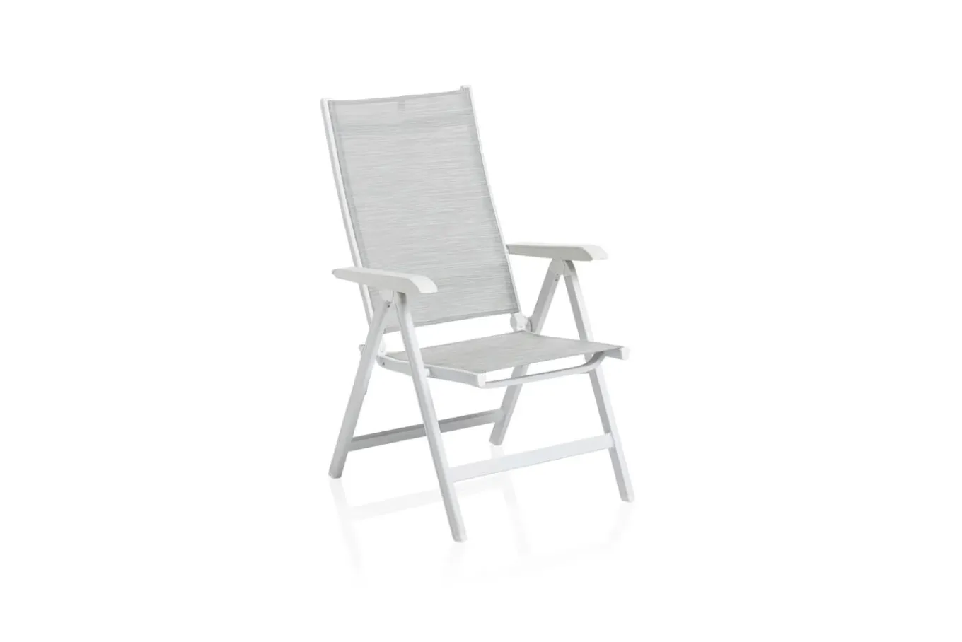 Online Boulevard/BasicPlus Balkon-Set, weiß/hellgrau, Aluminium/KETTALUX, Tisch 70 x 70 cm, 2 Klappstühle, ergonomisch Balkonmöbel-Set|Aluminium-Gartenmöbel