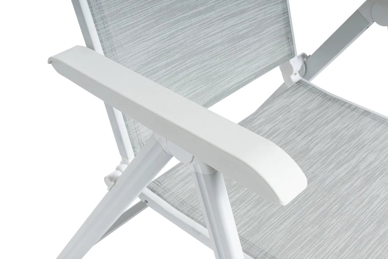 Online Boulevard/BasicPlus Balkon-Set, weiß/hellgrau, Aluminium/KETTALUX, Tisch 70 x 70 cm, 2 Klappstühle, ergonomisch Balkonmöbel-Set|Aluminium-Gartenmöbel