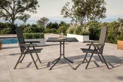 Sale Boulevard/Basic Plus Balkon-Set, anthrazit, Alu/KETTALUX/Textilene, Klapptisch 80 x 80 cm, 2 Klappstühle Balkonmöbel-Set|Aluminium-Gartenmöbel