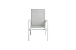 Clearance Boulevard/BasicPlus Balkon-Set, weiß/hellgrau, Aluminium/KETTALUX, Tisch 70 x 70 cm, 2 Stapelsessel, schmutzabweisend Balkonmöbel-Set|Aluminium-Gartenmöbel