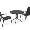 Discount Boulevard/Basic Plus Balkon-Set mit 2 Stapelsesseln, anthrazit, Alu/Kettalux, Klapptisch Ø100 cm Balkonmöbel-Set|Aluminium-Gartenmöbel