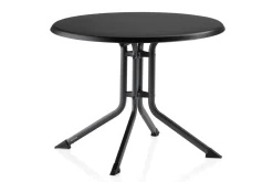 Discount Boulevard/Basic Plus Balkon-Set mit 2 Stapelsesseln, anthrazit, Alu/Kettalux, Klapptisch Ø100 cm Balkonmöbel-Set|Aluminium-Gartenmöbel