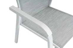 Best Boulevard/Basic Plus Gartenessgruppe, weiß/hellgrau, Aluminium, Klapptisch 140 x 95 cm, 4 Stapelsessel Aluminium-Gartenmöbel