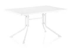 Best Boulevard/Basic Plus Gartenessgruppe, weiß/hellgrau, Aluminium, Klapptisch 140 x 95 cm, 4 Stapelsessel Aluminium-Gartenmöbel