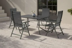 Online Boulevard/Basic Plus Gartenessgruppe, anthrazit, Aluminium/KETTALUX, Klapptisch 140 x 95 cm, 4 Klappstühle, kratzfest, witterungsbeständig Garten-Essgruppen|Aluminium-Gartenmöbel