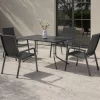 Boulevard/Basic Plus Gartenessgruppe, anthrazit, Alu/KETTALUX, Klapptisch 140 x 95 cm, 4 Stapelsessel, kratzfest, witterungsbeständig Garten-Essgruppen|Aluminium-Gartenmöbel