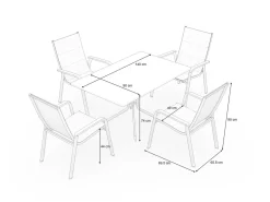 Boulevard/Basic Plus Gartenessgruppe, anthrazit, Alu/KETTALUX, Klapptisch 140 x 95 cm, 4 Stapelsessel, kratzfest, witterungsbeständig Garten-Essgruppen|Aluminium-Gartenmöbel