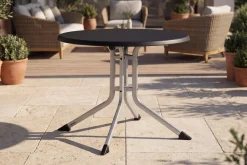 Clearance BOULEVARD Klapptisch, silber/anthrazit, Aluminium/KETTALUX, Ø 70 cm, klappbar, schmutzabweisend Gartentische|Aluminium-Gartenmöbel