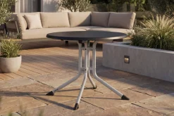 Clearance BOULEVARD Klapptisch, silber/anthrazit, Aluminium/KETTALUX, Ø 70 cm, klappbar, schmutzabweisend Gartentische|Aluminium-Gartenmöbel