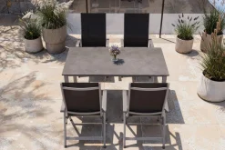 Hot Cubic/Basic Plus Garten-Essgruppe, silber/anthrazit, Alu/Textilene, Tisch 160 x 90 cm, 4 Klappstühle Garten-Essgruppen