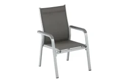 Sale Cubic/Basic Plus Garten-Essgruppe, silber/anthrazit, Alu/Textilene, Tisch 160 x 90 cm, 4 Stapelsessel, 2 Klappstühle Garten-Essgruppen