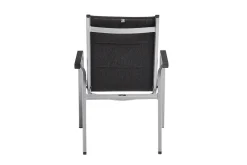 Hot Cubic/ Basic Plus Padded Garten-Essgruppe, silber/anthrazit, Alu/Textilene, Tisch 160x90 cm, 4 Stapelsessel, 2 Klappstühle, gepolstert Aluminium-Gartenmöbel