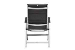 Hot Cubic/ Basic Plus Padded Garten-Essgruppe, silber/anthrazit, Alu/Textilene, Tisch 160x90 cm, 4 Stapelsessel, 2 Klappstühle, gepolstert Aluminium-Gartenmöbel