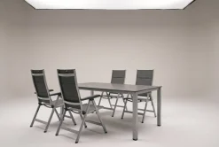 Sale Cubic/ Basic Plus Padded Garten-Essgruppe, silber/anthrazit, Alu/Textilene, Tisch 160 x 90 cm, 4 Klappstühle Garten-Essgruppen