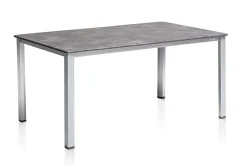 Discount Cubic/ Basic Plus Padded Garten-Essgruppe, silber/anthrazit, Alu/Textilene, Tisch 160x90 cm, 4 Stapelsessel Garten-Essgruppen
