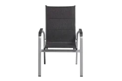 Best Cubic/ Basic Plus Padded Garten-Essgruppe, silber/anthrazit, Alu/Textilene, Tisch 160x90 cm, 6 Stapelsessel Garten-Essgruppen