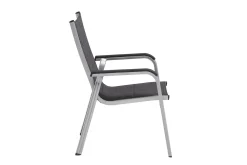 Best Cubic/ Basic Plus Padded Garten-Essgruppe, silber/anthrazit, Alu/Textilene, Tisch 160x90 cm, 6 Stapelsessel Garten-Essgruppen