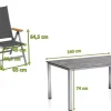 Hot Cubic Garten-Essgruppe, silber/anthrazit, Alu, Tisch 160x90, 4 Klappstühle Garten-Essgruppen|Aluminium-Gartenmöbel