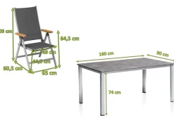 Hot Cubic Garten-Essgruppe, silber/anthrazit, Alu, Tisch 160x90, 4 Klappstühle Garten-Essgruppen|Aluminium-Gartenmöbel