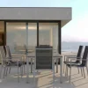 Sale Cubic Garten-Essgruppe, silber/anthrazit/grau, Alu/Textilene, Tisch 160x90 cm, 6 Stapelsessel Garten-Essgruppen
