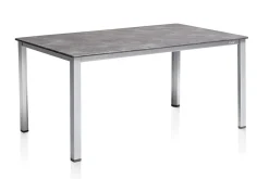 Sale Cubic Garten-Essgruppe, silber/anthrazit/grau, Alu/Textilene, Tisch 160x90 cm, 6 Stapelsessel Garten-Essgruppen