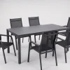 New Esstischgruppe, anthrazit/anthrazit, Kettalux-Plus Dining-Tisch 160x95cm, 6 Stapelsessel BasicPlus Garten-Essgruppen|Aluminium-Gartenmöbel