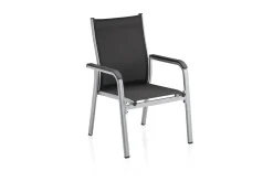 Clearance Esstischgruppe, silber/anthrazit, Kettalux-Plus Dining-Tisch 160x95cm, 6 Stapelsessel BasicPlus Garten-Essgruppen|Aluminium-Gartenmöbel
