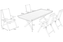 Best Exklusivmodell BasicPlus Pro, Garten-Essgruppe mit LED-Beleuchtung, anthrazit/natur, Alu/Holzimitat, 240 x 100 cm, 4 Klappstühle Garten-Essgruppen
