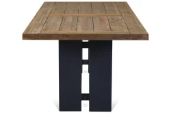 Clearance Garten-Essgruppe, anthrazit/natur, Alu/Teak, Tisch ca. 220 x 100 cm, wetterfest, pflegeleicht, robust, 6 Klappstühle Garten-Essgruppen|Aluminium-Gartenmöbel