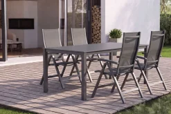 Best Garten-Essgruppe, anthrazit/anthrazit, Kettalux-Plus Dining-Tisch 160x95cm, 4 Klappstühle Altura Garten-Essgruppen|Aluminium-Gartenmöbel