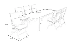 Discount Garten-Essgruppe, anthrazit/bordeaux, Alu/Polyester, 180/240 x 100 cm, ausziehbar, 6 Klappstühlen inkl. Auflagen Garten-Essgruppen