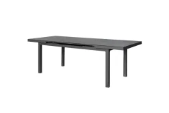 Online Garten-Essgruppe, anthrazit/grau, Alu/Glas/Textilene/Polyester, 180/240 x 100 cm, ausziehbar, klappbar, wasserabweisend, UV-beständig Garten-Essgruppen