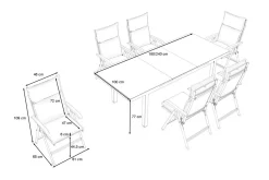 Online Garten-Essgruppe, anthrazit/grau, Alu/Glas/Textilene/Polyester, 180/240 x 100 cm, ausziehbar, klappbar, wasserabweisend, UV-beständig Garten-Essgruppen
