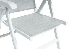 Best Garten-Essgruppe, hellgrau/weiß, Aluminium/Outdoorgewebe, Ausziehbar 180/240 x 100 cm, 8 Klappstühle Garten-Essgruppen|Aluminium-Gartenmöbel