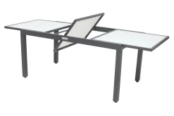 Hot Garten-Essgruppe mit 6 Stühlen, anthrazit/weiß, Alu/Textilene, ausziehbar & klappbar, robust & witterungsbeständig Garten-Essgruppen|Aluminium-Gartenmöbel
