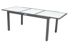 Hot Garten-Essgruppe mit 6 Stühlen, anthrazit/weiß, Alu/Textilene, ausziehbar & klappbar, robust & witterungsbeständig Garten-Essgruppen|Aluminium-Gartenmöbel