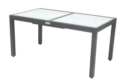 Hot Garten-Essgruppe mit 6 Stühlen, anthrazit/weiß, Alu/Textilene, ausziehbar & klappbar, robust & witterungsbeständig Garten-Essgruppen|Aluminium-Gartenmöbel