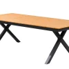 New Garten-Essgruppe mit LED-Beleuchtung, anthrazit/natur, Aluminium/Holzimitat/Textilene, 240 x 100 cm Tisch, 6 Klappstühle Garten-Essgruppen|Aluminium-Gartenmöbel