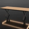 Best Garten-Essgruppe mit LED-Beleuchtung, anthrazit/natur, Aluminium/Holzimitat/Textilene, 240 x 100 cm Tisch, 4 Klappstühle Garten-Essgruppen|Aluminium-Gartenmöbel