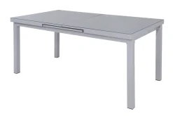 Garten-Essgruppe mit 6 Klappstühlen und Outdoor-Teppich, silber/anthrazit/andorra-weiß, Aluminium/Textilene, ausziehbarer Tisch 180/240 x 100 cm Garten-Essgruppen
