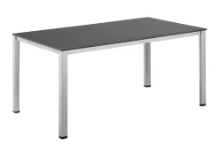 New Garten-Essgruppe, silber/anthrazit, Kettalux-Plus Dining-Tisch 160x95cm, 4 Klappstühle BasicPlus Garten-Essgruppen|Aluminium-Gartenmöbel